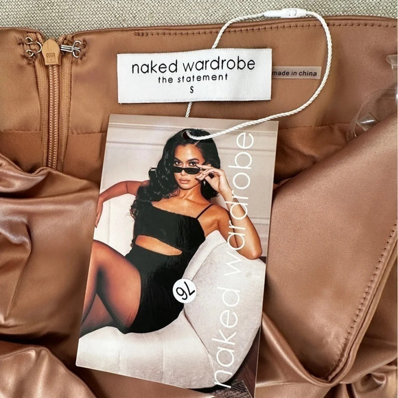 naked wardrobe ruched high waisted satin skirt – new tags – size small — bodycon - Picture 4 of 7